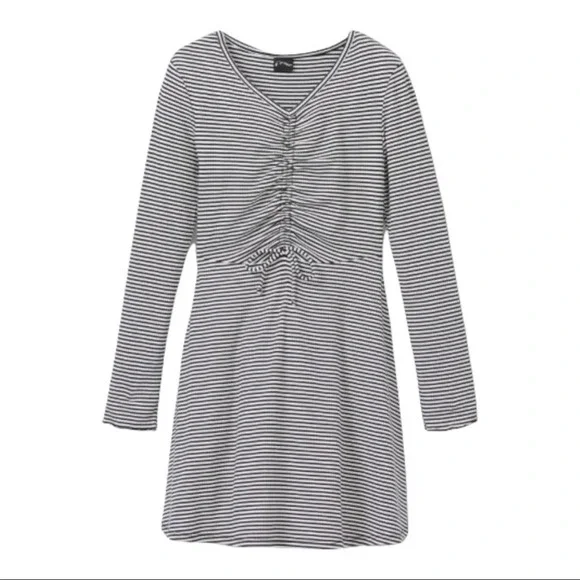 knee length dresses for ladies Lulolah Long Sleeve Mini Dress Chocolate | Pink Stripe | Chocolate | Pink Stripe | Womens main image 0